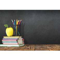 Photo Backgrounds Aofoto 5x3ft Classroom Chalkboard Back to School Backdrop Pencils Vase Stack of Books on Wooden Board Blackboard Background for Photography Kid Baby Portrait Shoot Studio Props Vinyl