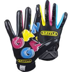 American Football Battle Sports Adult Triple Threat Receiver Gloves, Men's, Large, Black
