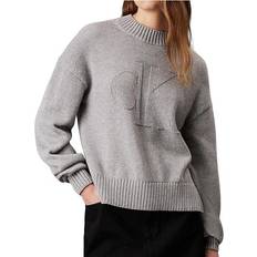 Lana Top Calvin Klein Maglione Intarsia Pullover - Grigio Sfumato