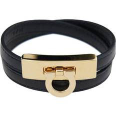 Ferragamo Sort dobbel twist armbånd med Gancini Black ONE