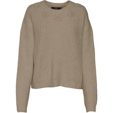 Striktrøjer - Sølv Sweatere Vero Moda Aletta Striktrøje, Silver Mink