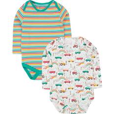 Frugi Baby Super Special Organic Cotton Bodysuits, Pack of 2, Lets Go/Multistripe