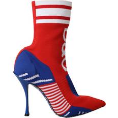 Dolce & Gabbana Multicolored Boots Dolce & Gabbana Red Blue Stretch Sock Style Ankle Boots Logo Shoes EU37/US6.5