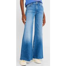 Mother Fray Frayed Mid-rise Wide-leg Jeans Blue