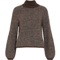 Lory High Neck Knitted Pullover - Coffee Bean