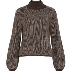 Vila Lory High Neck Knitted Pullover - Coffee Bean