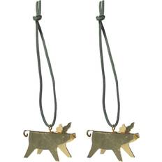 Ernst Pig Brass Christmas Tree Ornament 4cm 2pcs