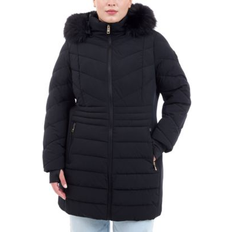 Michael Kors Plus Faux-Fur-Trim Hooded Puffer Coat - Black