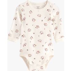 Organic Bodysuits Lindex Baby Organic Cotton Floral Bodysuit, Light Dusty White