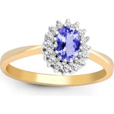 Purple - Women Rings Jewelco London 9ct Gold Diamond Lilac Tanzanite Classic Royal Cluster Ring 9mm 9R403