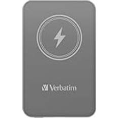 Verbatim Magnetic Power Bank 5000 mAh, Wireless Charger 15 W, 20 W PD per USB-C, Powerbank klein und magnetisch für iPhone 15, 14, 13, 12, Pro, Max, Samsung, iPad, grau