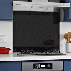 Black Splash Guards Belofay 50 x 60 cm Black Sparkles Tempered For Kitchen, 6 mm Toughened Heat Resistant For Cooke Splash Guard