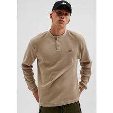 New Balance Man Shirts New Balance Herren Waffle Knit Long Sleeve Henley in Grau, Cotton, Größe