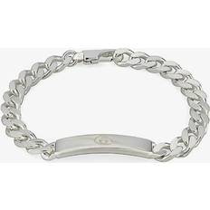 Gucci L Bracelets Gucci Womens Silver Tag Diagonal Interlocking-g Sterling-silver Bracelet SILVER