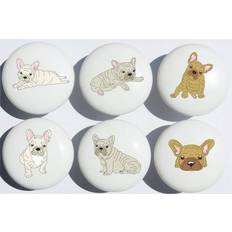 Building Materials Presto Chango Decor Frenchie Puppy Dog Drawer Knobs 3/2" D in Brown/White