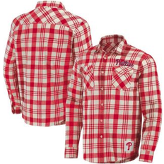 Red Shirts Fanatics Men's Darius Rucker Collection Red Philadelphia Phillies Plaid Flannel Button-Up Shirt Red