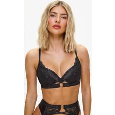 Florals Bras Ann Summers Undisputed Padded Plunge Bra, 40DD, Black Made from satin floral lace