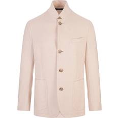 Hvite Kåper & Frakker Fedeli Elegant Ivory Cashmere Short Coat White