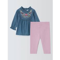 Cotton Other Sets John Lewis Baby Embroidered Denim Top and Set, Multi