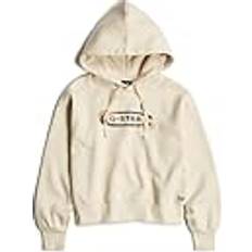 Beige - Dame - Hoodies Sweatere G-Star Old Skool Logo Loose Hoodie White Women