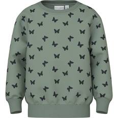 Gröna Sweatshirts Name It Sweatshirt NmfDavina Lily Padda/fjärilar år 110 Sweatshirt