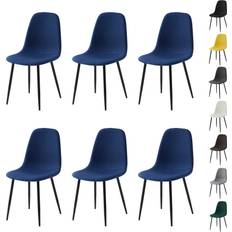 Yellow Kitchen Chairs MCC Set of 6 Linen Fabric Dining with Metal Legs Kitchen Chair 2pcs