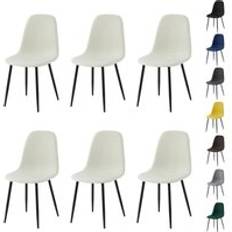 Yellow Kitchen Chairs MCC Set of 6 Linen Fabric Dining with Metal Legs - Cream Kitchen Chair 2pcs