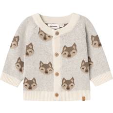 0-1 kk Neulotut Villapaidat Lil'Atelier Lamoe Organic Cotton Knitted Cardigan - Birch (13234266)