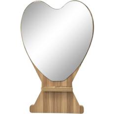 Rammento Heart shaped vanity mirror 29cm make-up dressing table shaving mirror wood frame