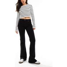Bershka Unisex Kläder Bershka Svarta flared jeans med hög midja-Svart/a