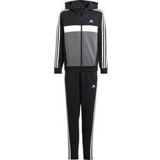 Återvunna material Tracksuits adidas Tiberio 3 Stripes Fleece Tracksuit - Black/White/Grey