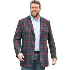 Brown - Men Blazers KS Signature Men's Big & Tall Holiday Blazer in Wine Tartan Size 56