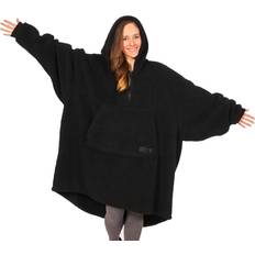 THE COMFY Original Teddy Bear Quarter-Zip Oversized Microfiber & Sherpa Wearable Blankets Black