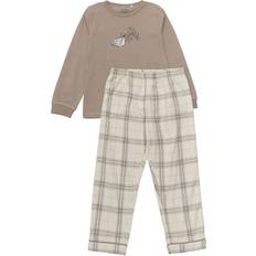 Jenter Pysjamaser Minymo Pyjamassett til barn med ruter, taupe gray