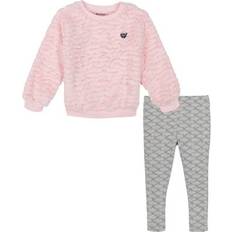 Juicy Couture Girls Other Sets Juicy Couture Kids' Faux Fur Pullover Sweater & Leggings in Pink/Med Gray Heather