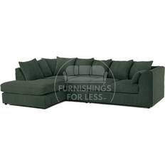 B&Q Sofas B&Q Green Jumbo Cord 5 Seater Corner Long Left Hand Facing Sofa