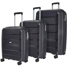 Polypropylene Suitcase Sets Rock Tulum 3pc Set Suitcases Black