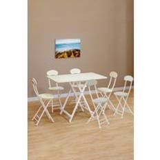 7pcs Folding Table 6 Chairs - White