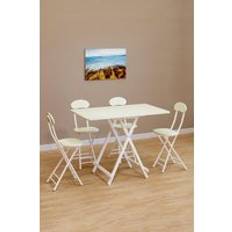 5 pcs Folding Table 4 Chairs - White