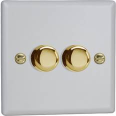 White Wall Dimmers Varilight 2-Gang V-Pro Smart Master WiFi Dimmer 2 x 120W LED in Matt White