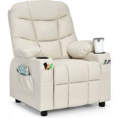 Armchairs Costway Kids Youth Toddler Upholstered Lounge Recliner Chai Beige