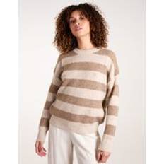 Tops Blue Vanilla Stripe Rib Knit Jumper Beige