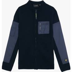 Boy Cardigans Lyle & Scott Kids' Tonal Trim Zipped Cardigan, Dark Navy