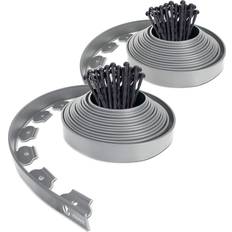 Vounot Plastic Garden Edging Flexible 20 m with 60 Strong Securing Pegs, Grey