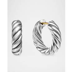 David Yurman Earrings David Yurman Sculpted Cable Hoop Earrings in Silver, 5.4mm, 0.75"L