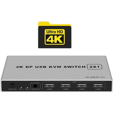 KVM Switches YINGHUA 8K Displayport KVM Switch 4K 144hz 2-port USB KVM 8K Displayport 1.4 Switch KVM Dp switch mouse&keyboad supportedEU power 4K 60Hz