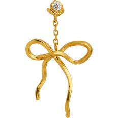 Dangling Flow Bow Earring - Gold/Transparent