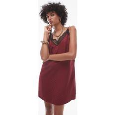 Lace Dresses Topshop Jacquard Lace Trim Mini Slip Dress - Burgundy