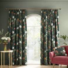 RHS Royal Horticultural Society Arcadia Floral Eco Ready Made Curtains Green