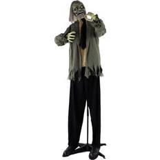 Party Decorations Haunted Hill Farm Life-Size Animatronic Zombie, Indoor/Outdoor Halloween Decor, Red Flashing Eyes, Poseable